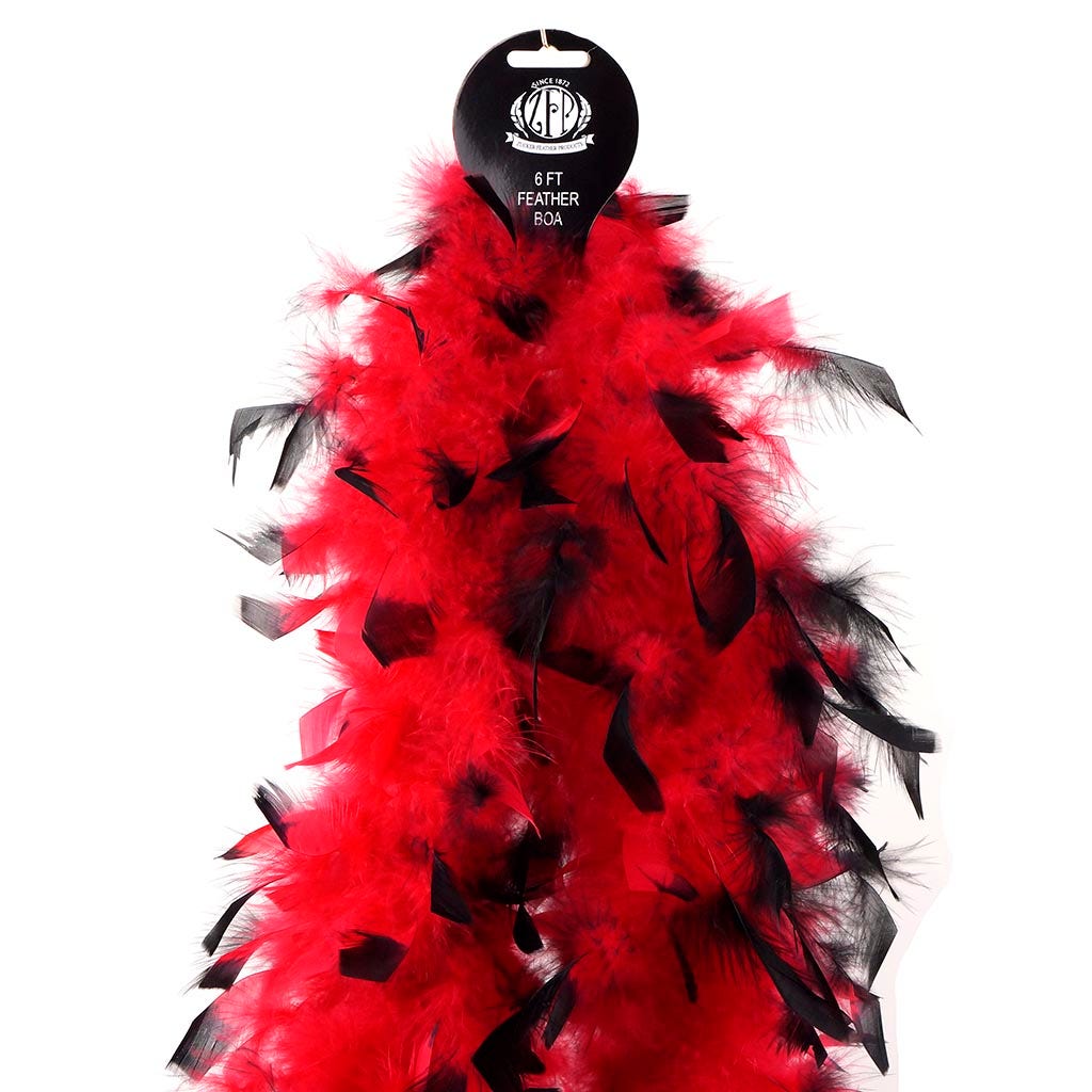 Chandelle Feather Boa - Lightweight - Tipped Red/Black