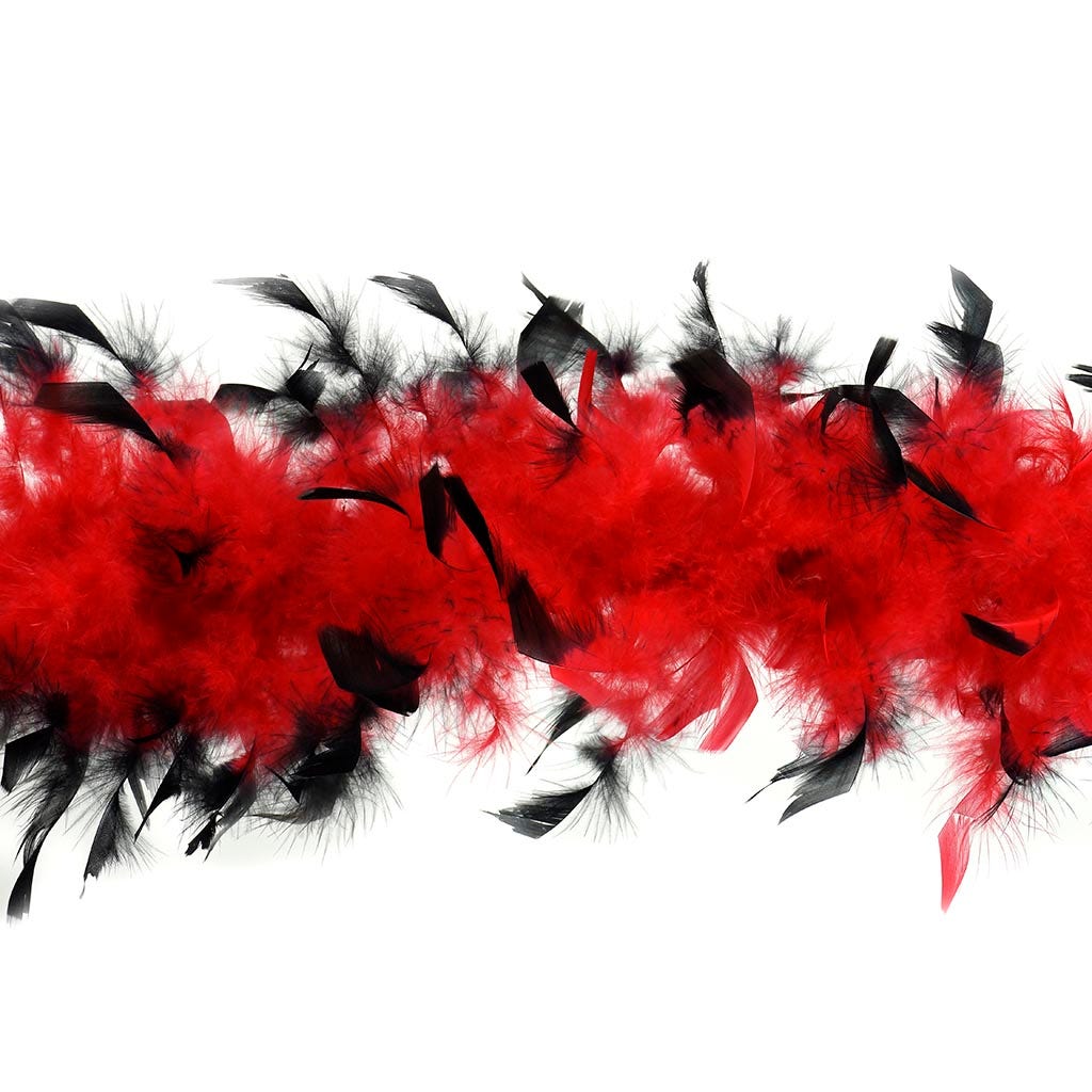 Chandelle Feather Boa - Lightweight - Tipped Red/Black