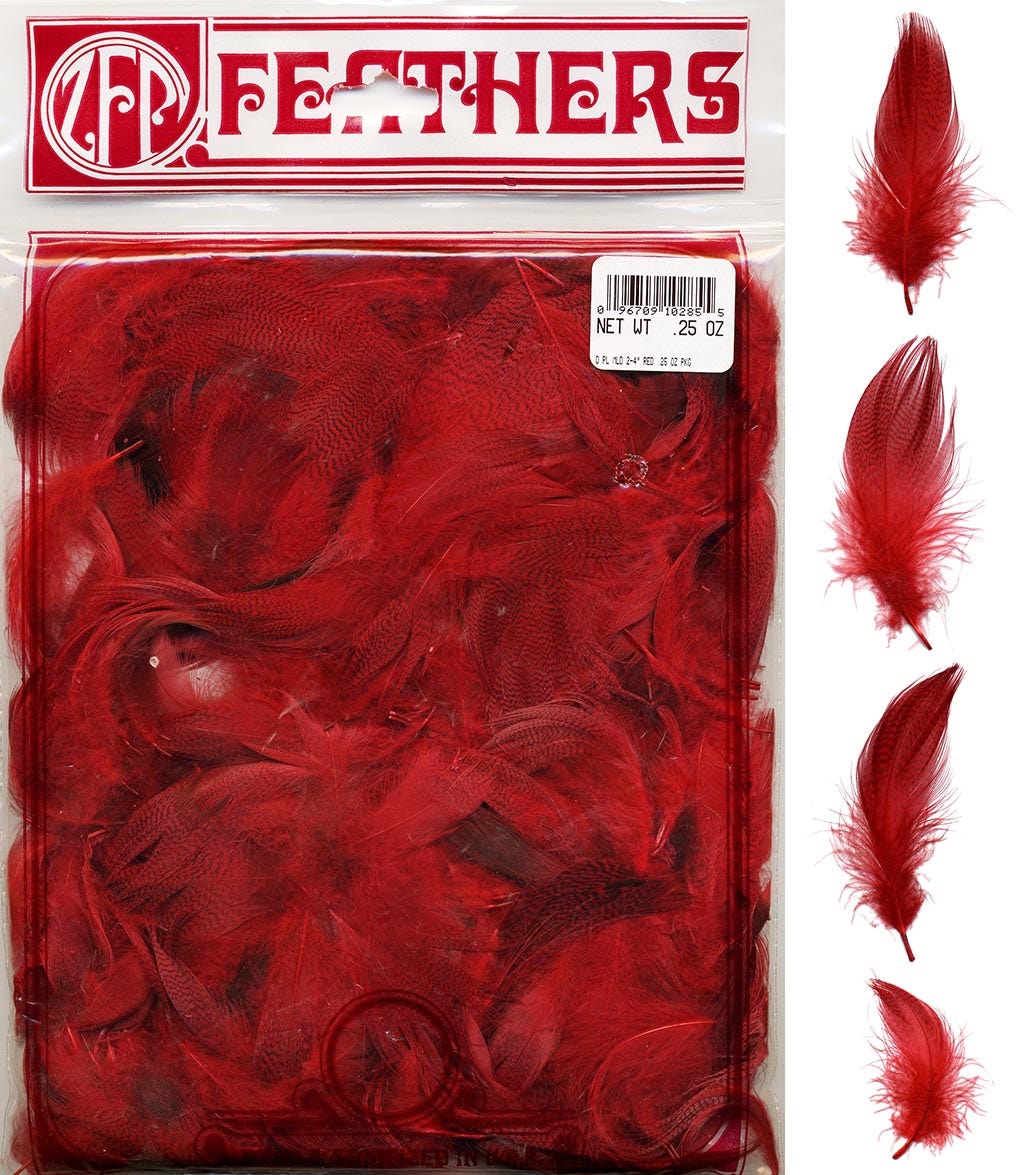 Duck Plumage Mallard Feathers - Red