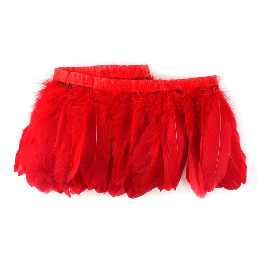 Parried Goose Pallet Feather Fringe Red