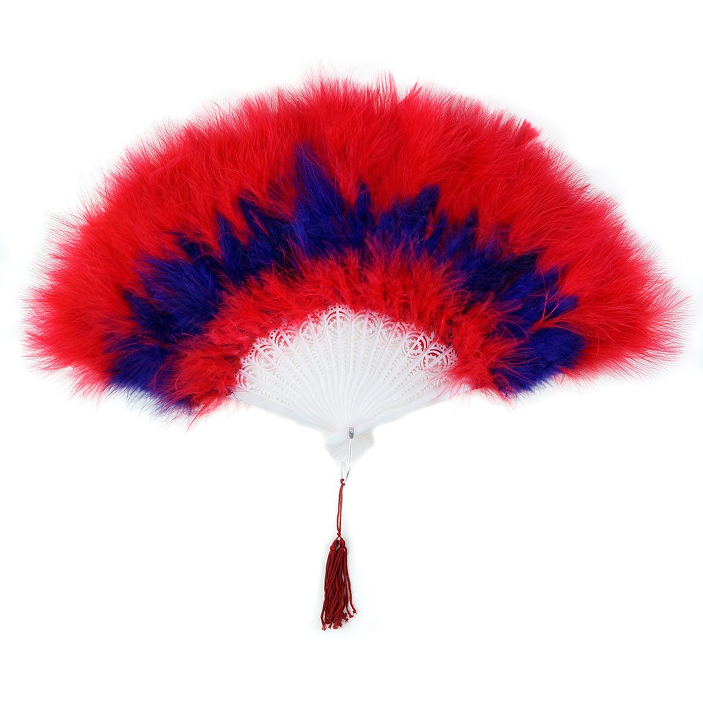 Marabou Feather Fan Multi Color Red/Regal/Red