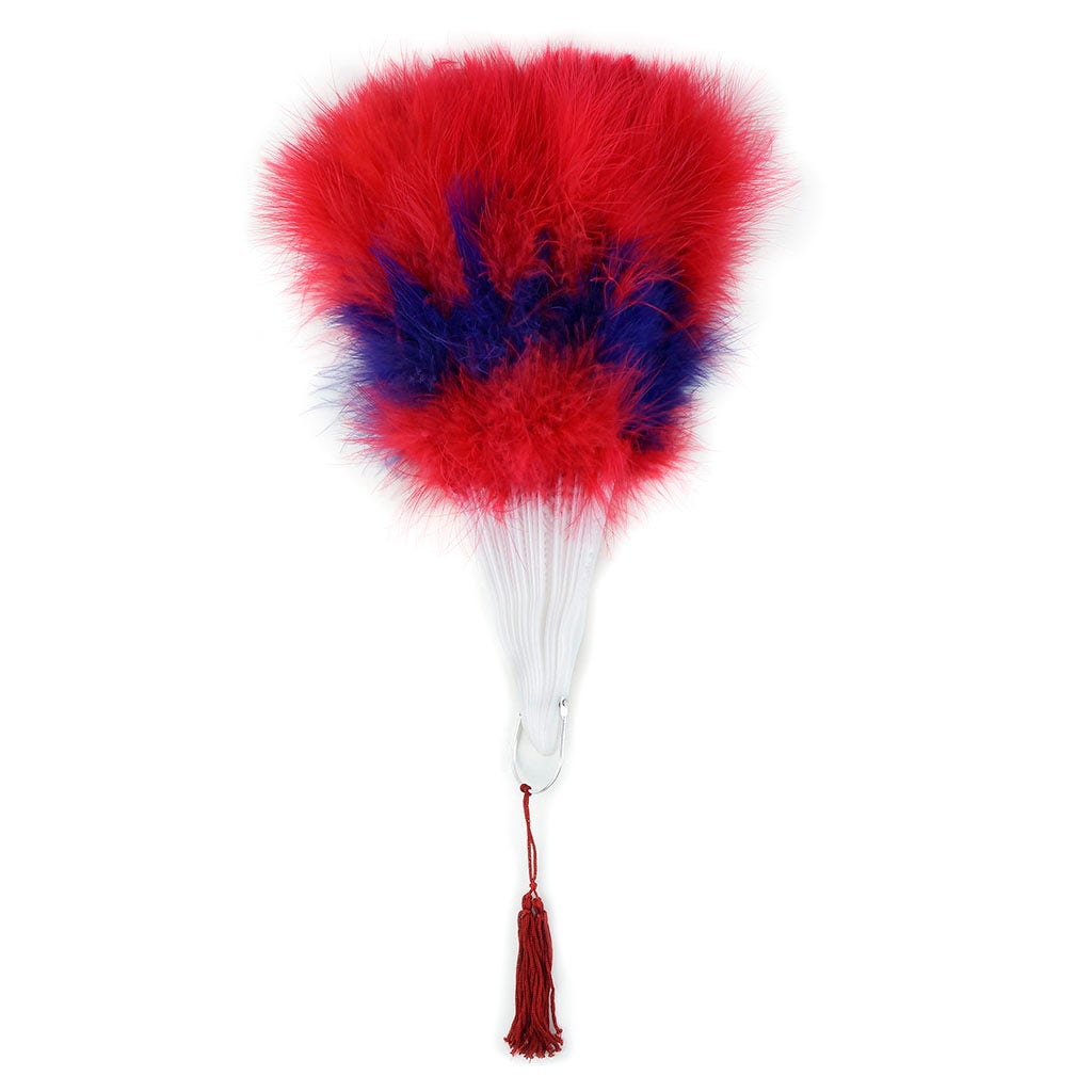 Marabou Feather Fan Multi Color Red/Regal/Red