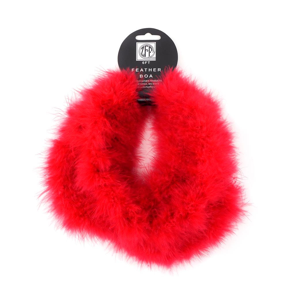 Thin Marabou Feather Boa - Red