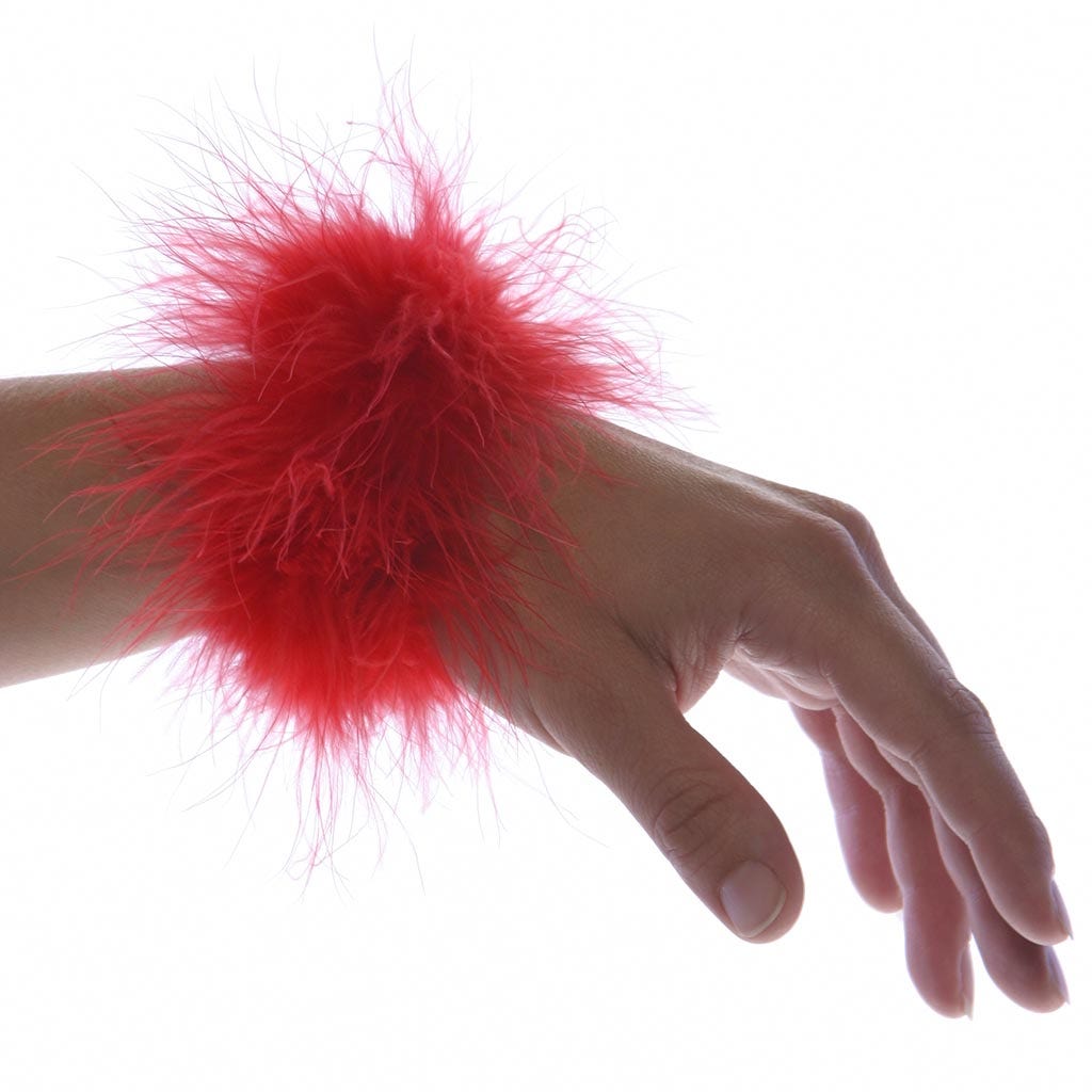Marabou Cuffs & Hair Ties - Red