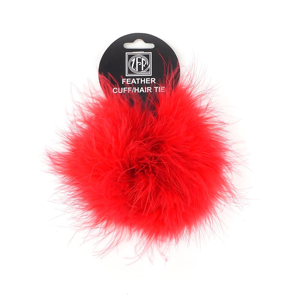 Marabou Cuffs & Hair Ties - Red