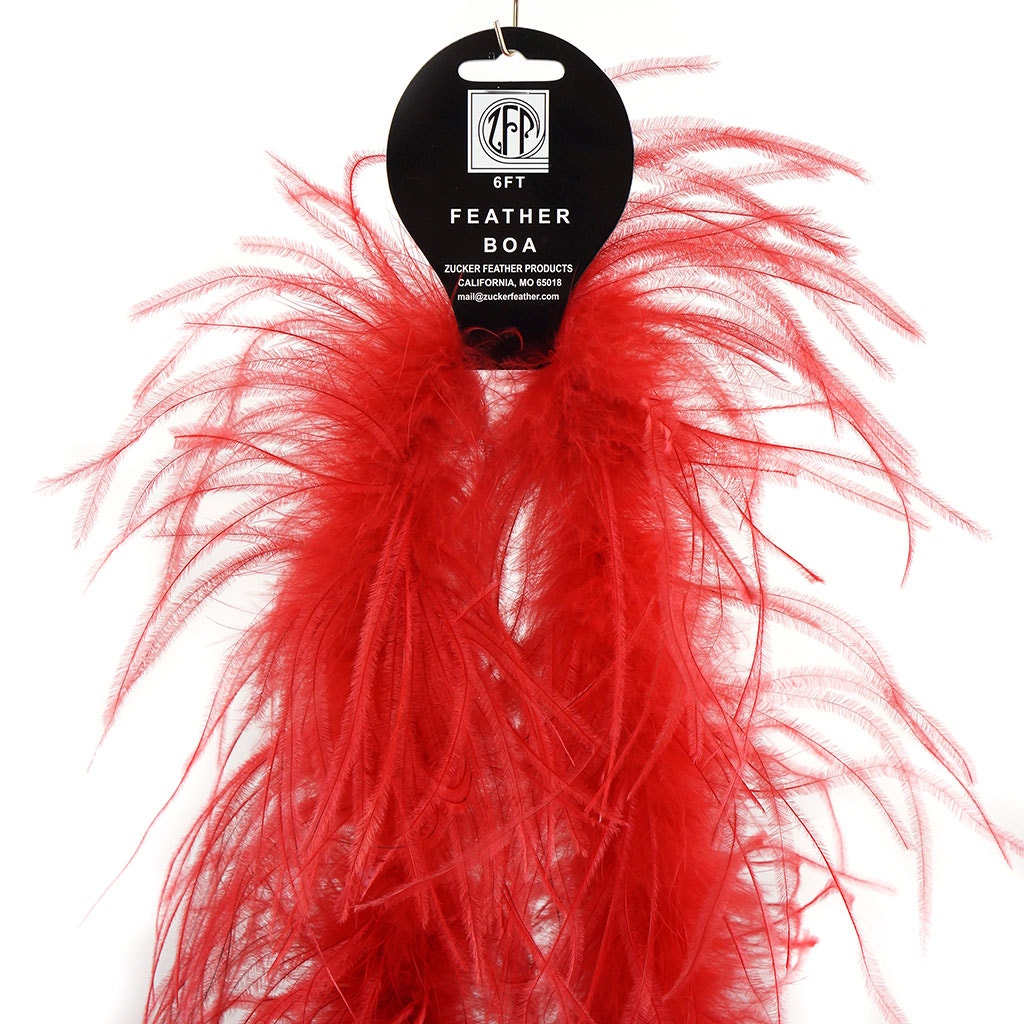 Marabou and Ostrich Feather Boa - Red
