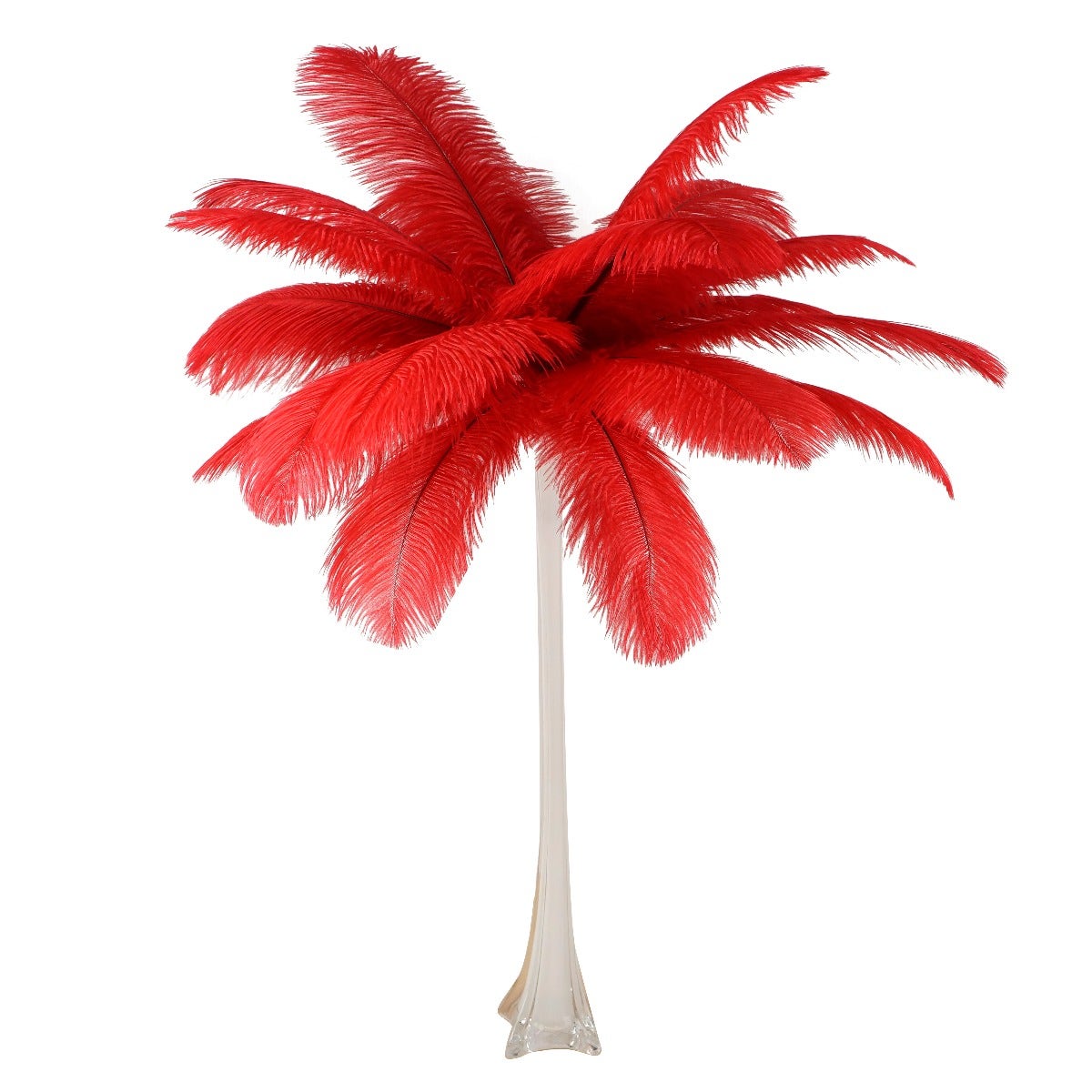 Ostrich Eiffel Tower Centerpiece Red w/White Vase