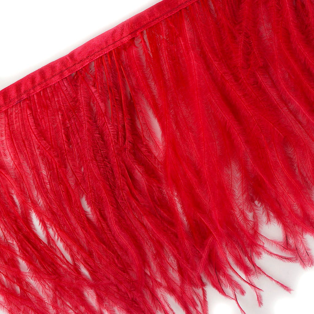 One-Ply Ostrich Feather Fringe - 5 Yards - Tango Red