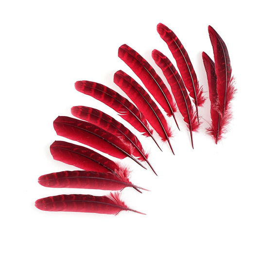 Pheasant Tail Feathers Dyed - Tango Red