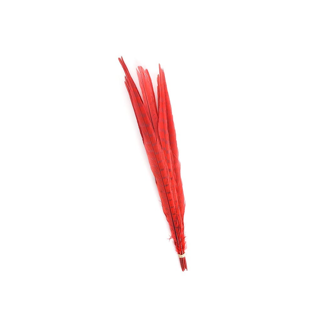 Pheasant Tails Assorted Bleached - Red