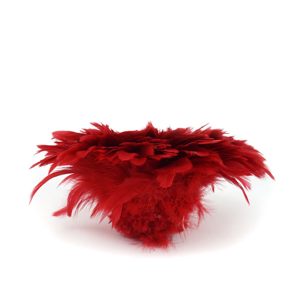 Rooster Schlappen-White-Dyed - Red