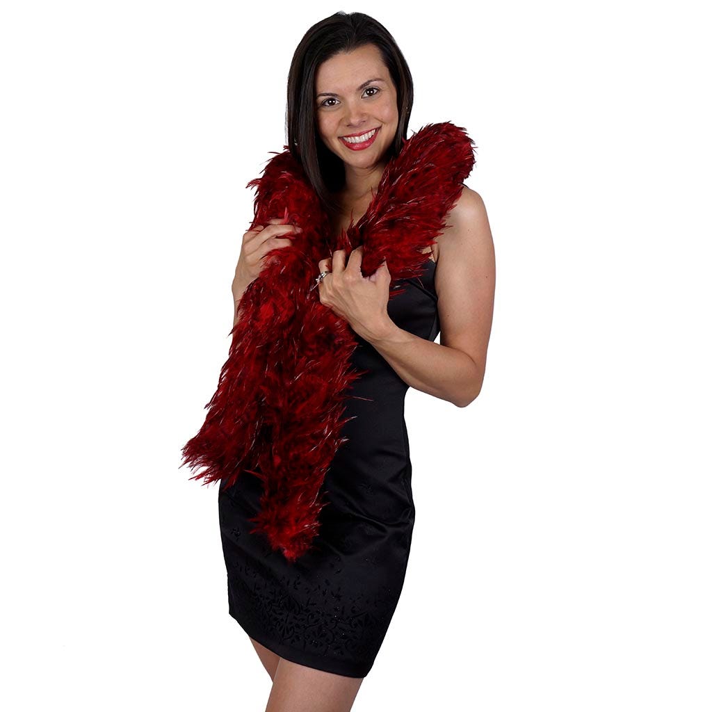 Red Chinchilla Saddle Rooster Feather Boa 5-6" - Red