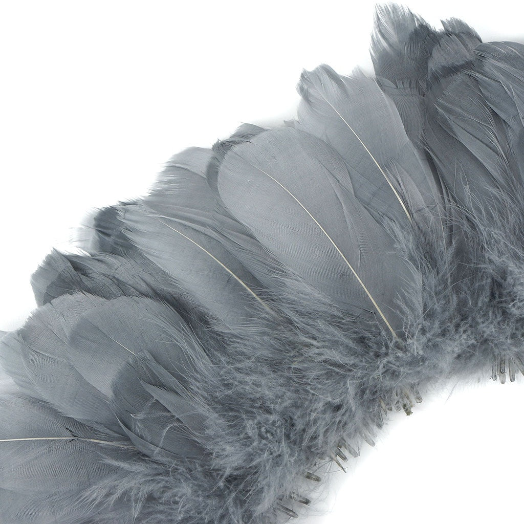 Goose Coquille Feathers Dyed - Silver