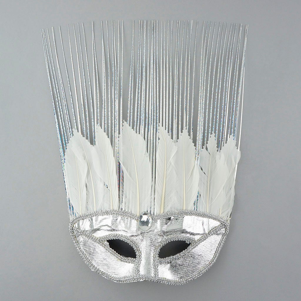 Goose Feather Mask Silver/White