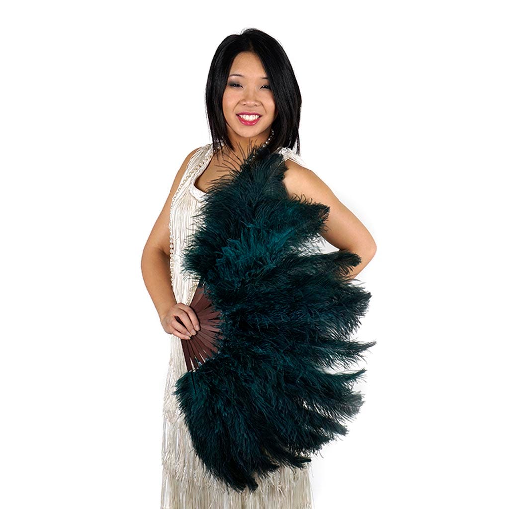 Ostrich Floss Feather Fan - Teal