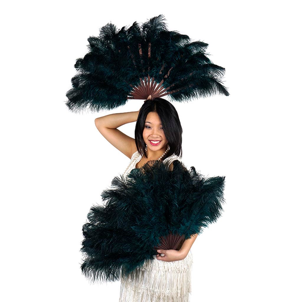 Ostrich Floss Feather Fan - Teal