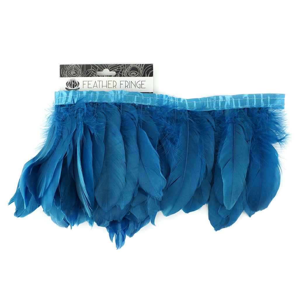 Parried Goose Pallet Feather Fringe - 6" - 1yd - Dark Turquoise