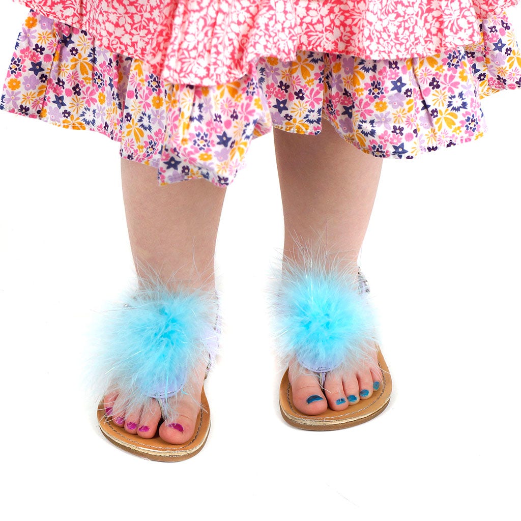 Feather Shoe Clip w/Marabou-Lurex - Lt Turquoise/Opal Lurex