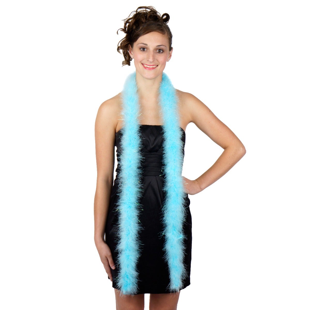 Marabou Boa with Lurex - Mediumweight - Lt Turquoise/Opal Lurex