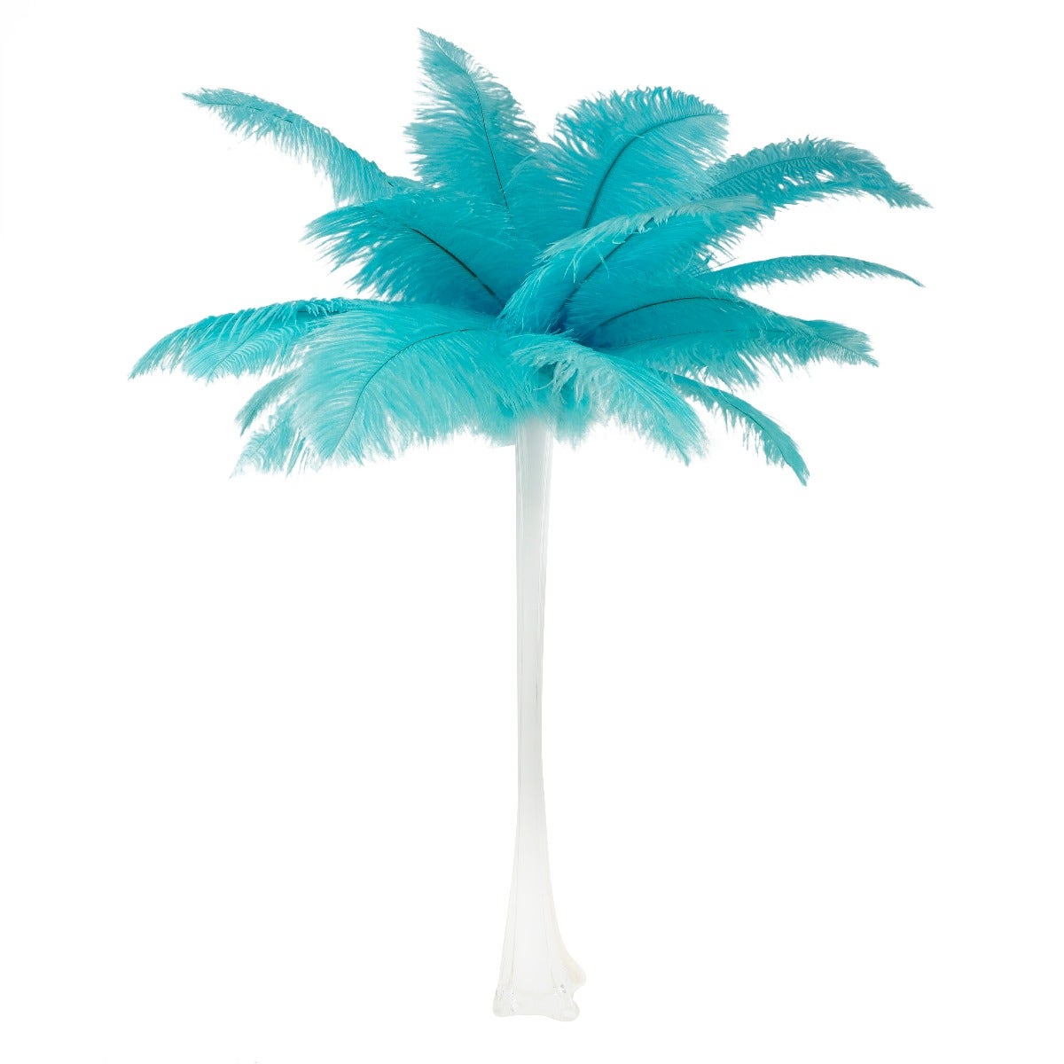 Ostrich Eiffel Tower Centerpiece Lt Turquoise w/White Vase