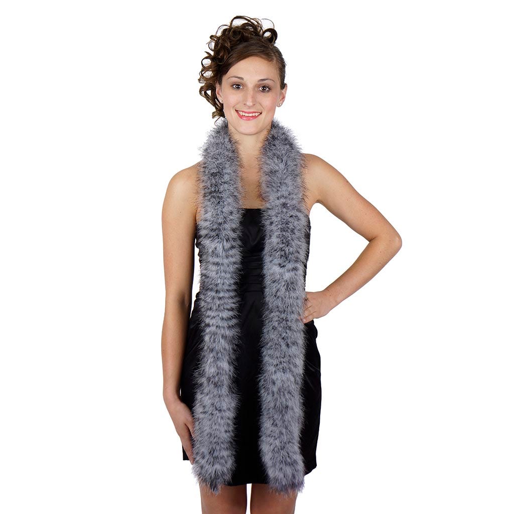 Extra Thick Stenciled Marabou Feather Boa - White/Black