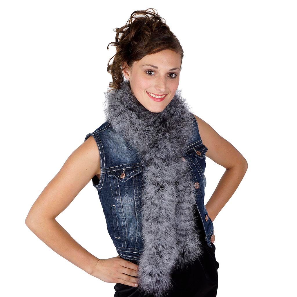 Extra Thick Stenciled Marabou Feather Boa - White/Black