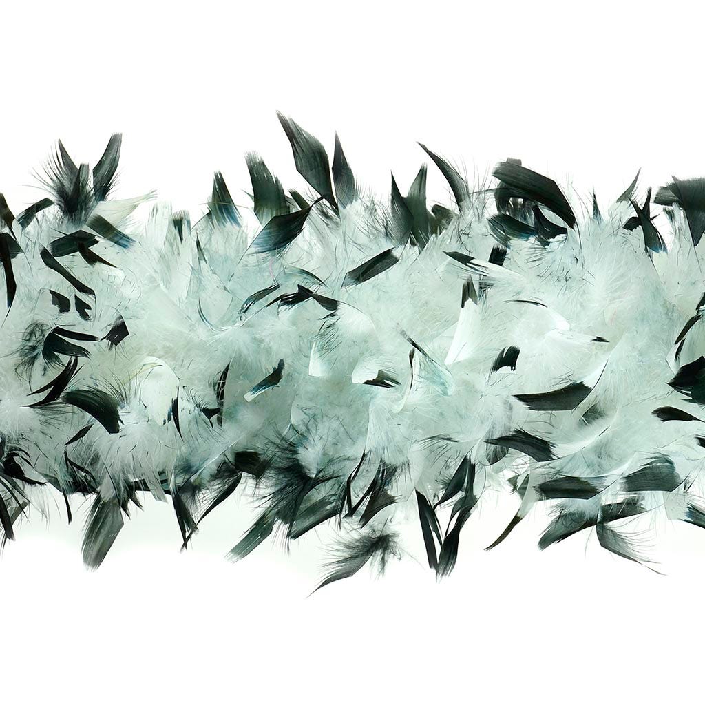 Tipped Chandelle Feather Boa - Heavyweight - White/Black