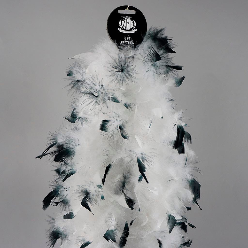 Chandelle Feather Boa - Lightweight - Tipped White/Black