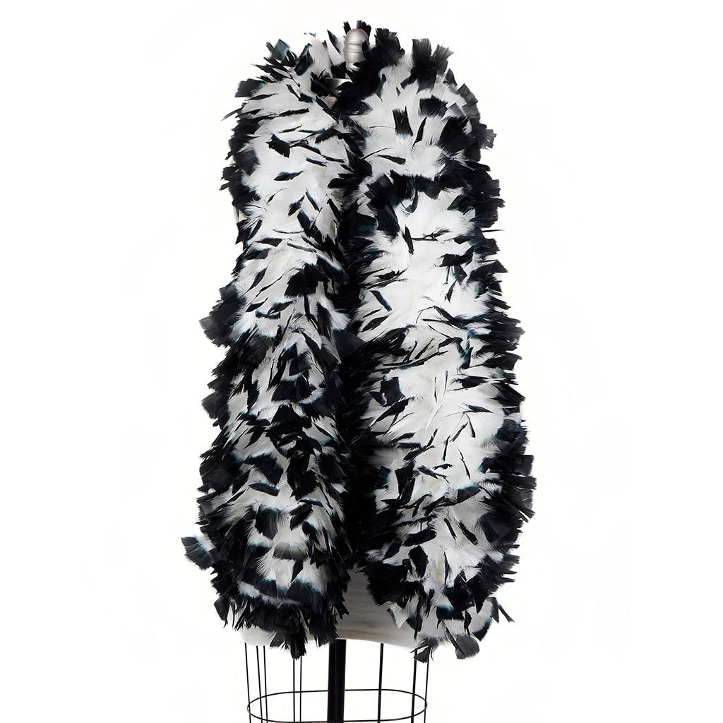 Turkey Feather Boa 10-14" - White/Black Tipped