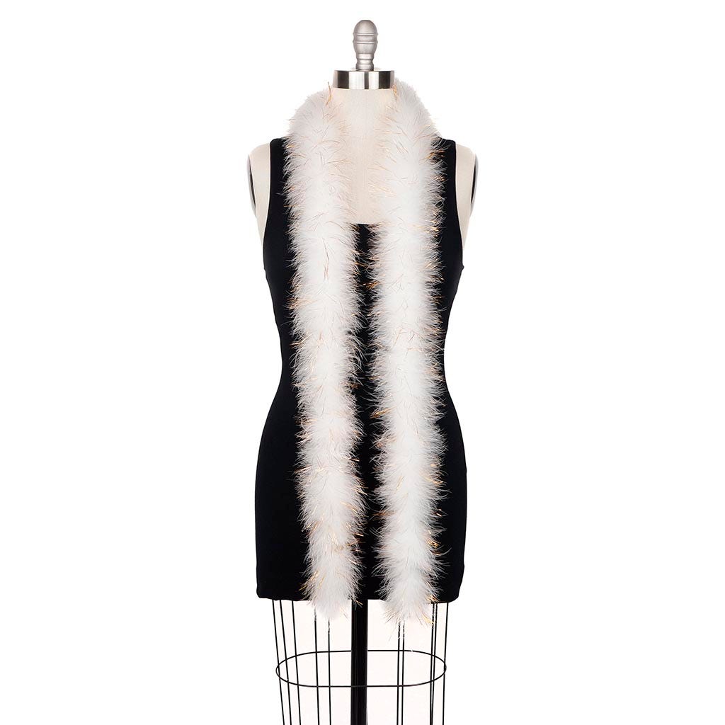 Marabou Boa with Lurex - Mediumweight - White/Gold Lurex