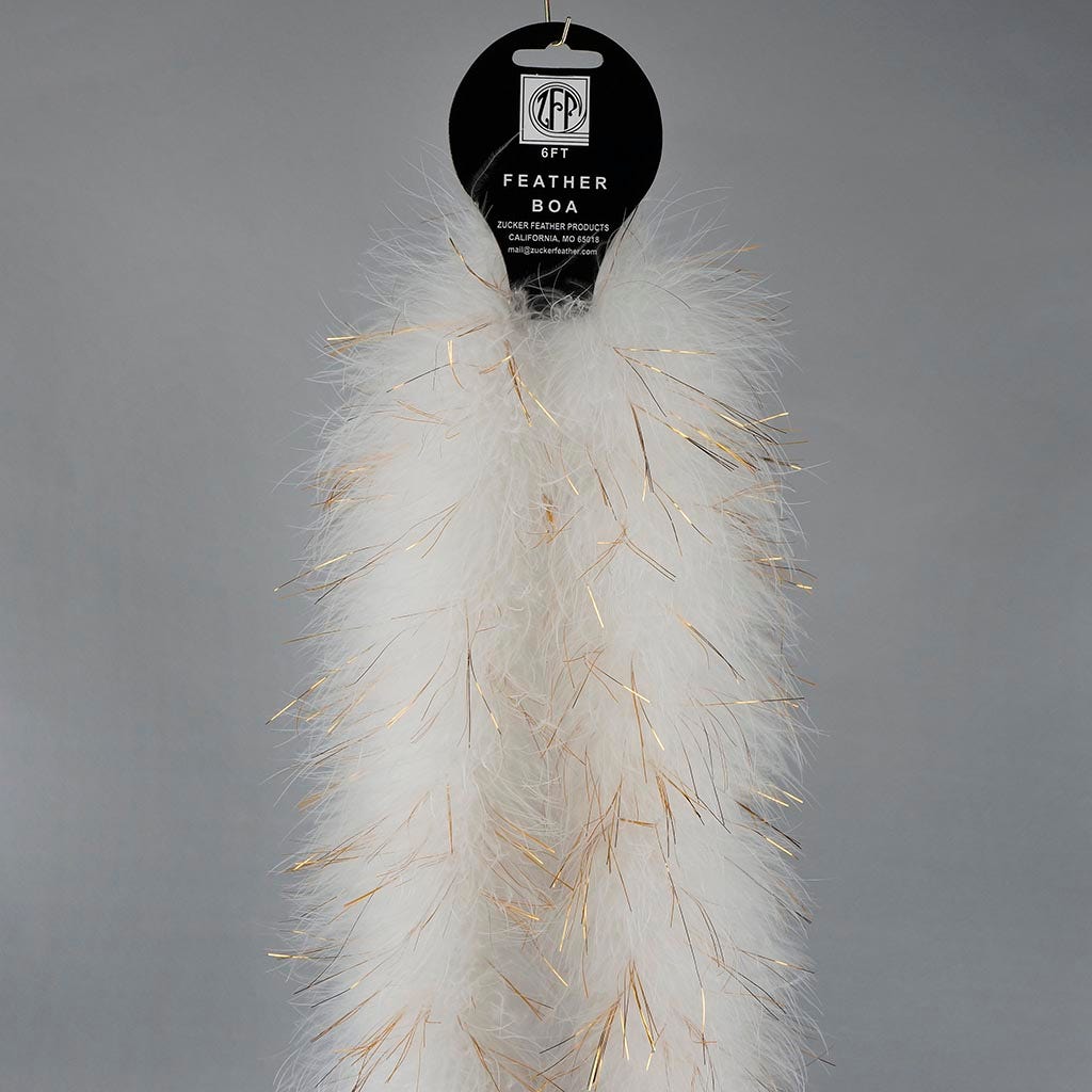 Marabou Boa with Lurex - Mediumweight - White/Gold Lurex