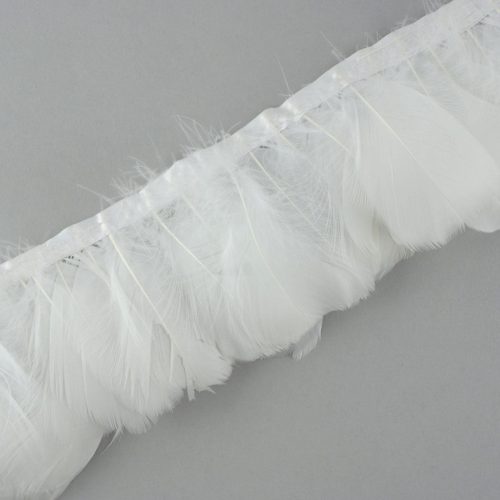 Goose Feather Fringe Trim - 1 Yard - White