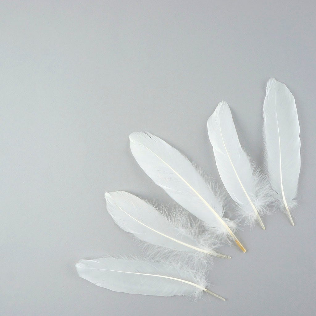 Bulk Goose Satinette Feathers Dyed - White - 1/4 lb