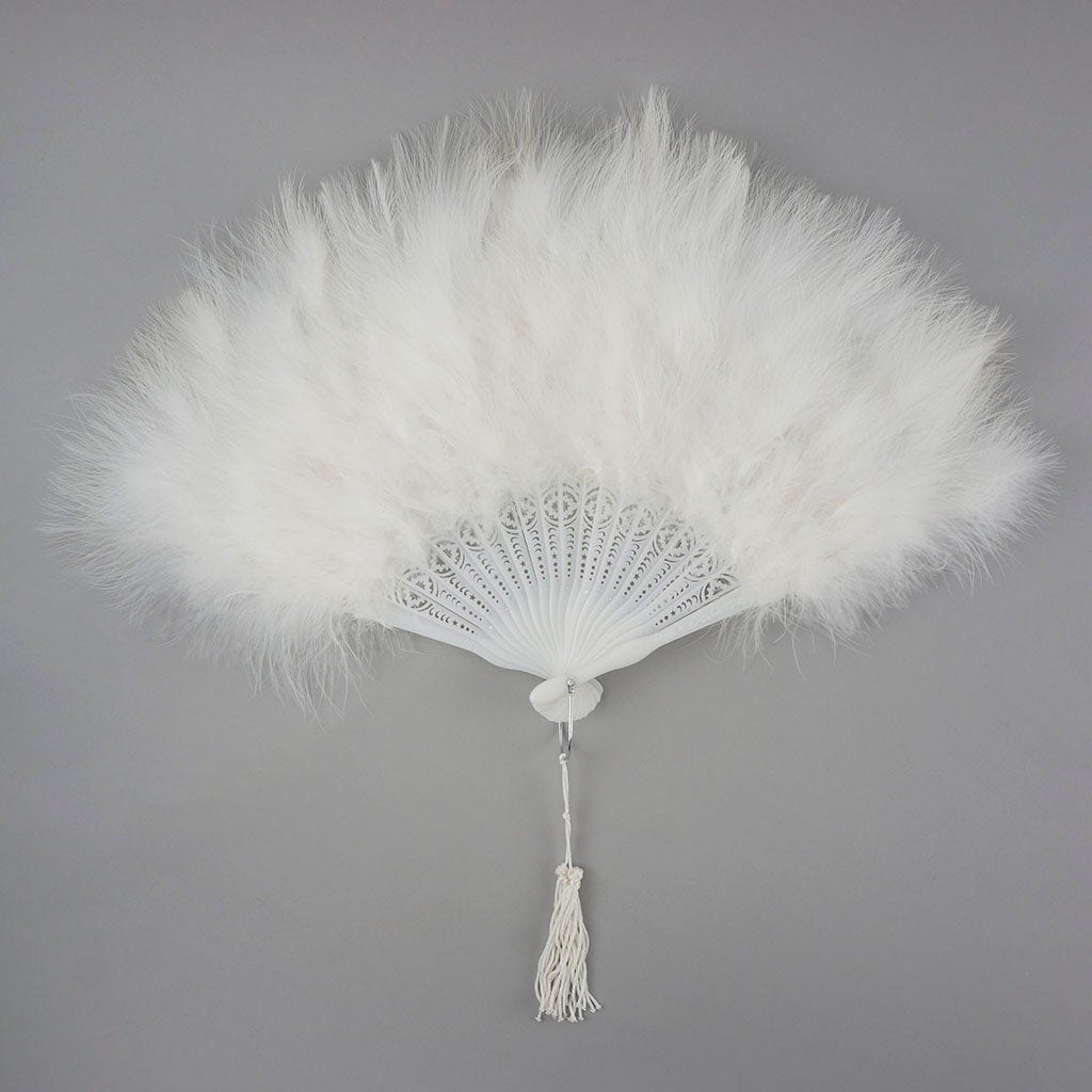 Marabou Feather Fan - White