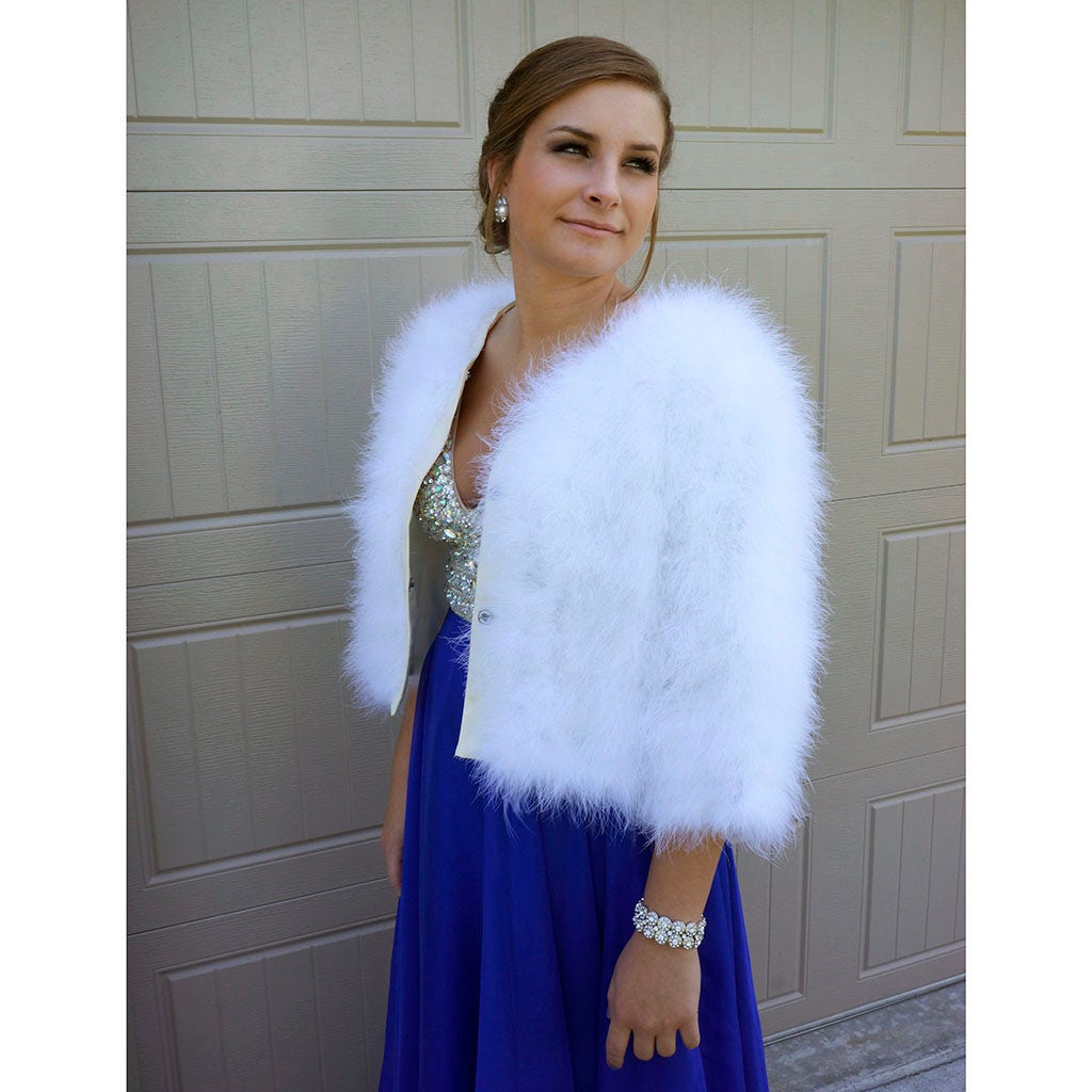 Cropped Marabou Jacket White