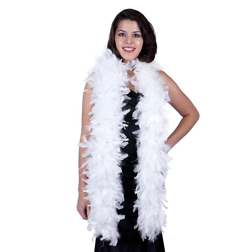 Chandelle Feather Boa with Lurex - Heavyweight  - White/Opal Lurex