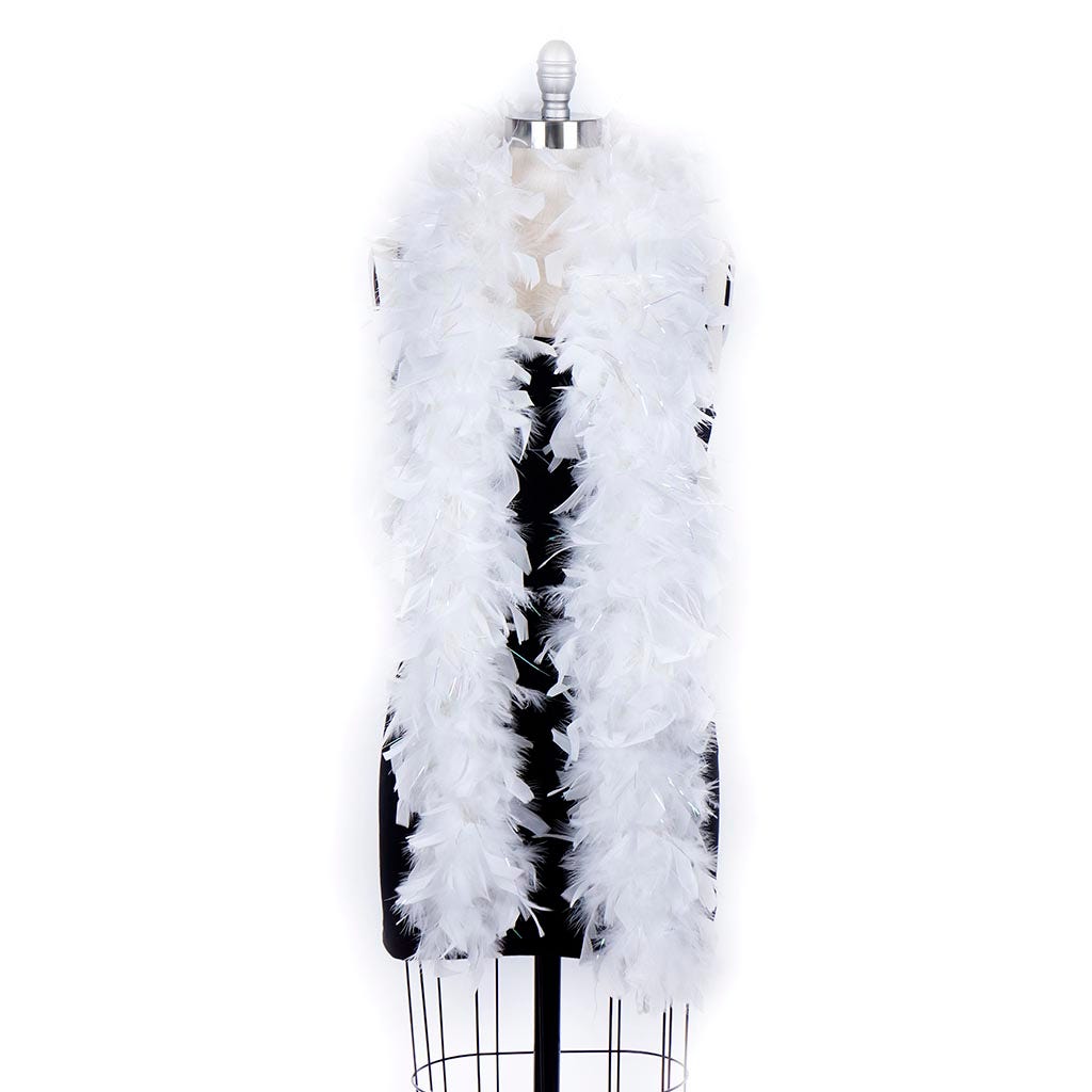 Chandelle Feather Boa with Lurex - Heavyweight  - White/Opal Lurex