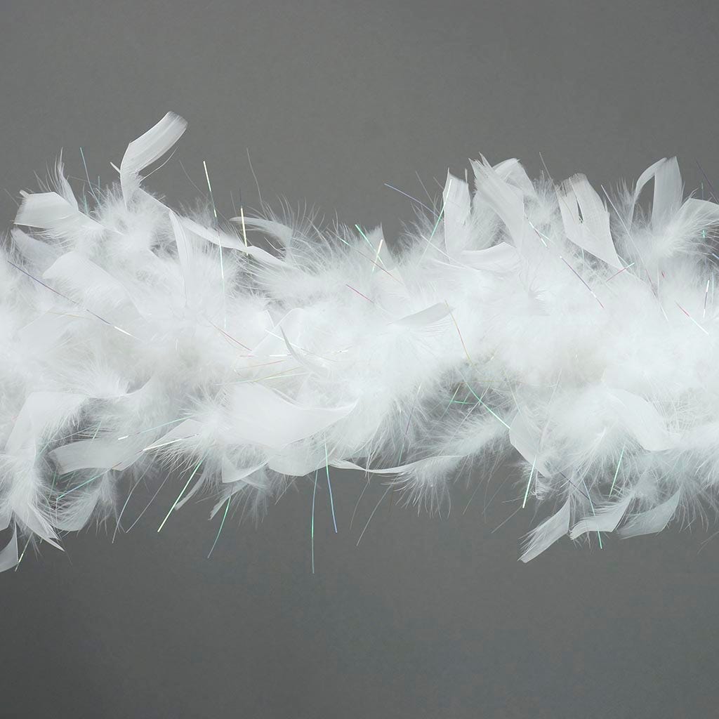 Chandelle Feather Boa - Lightweight - White with Opal