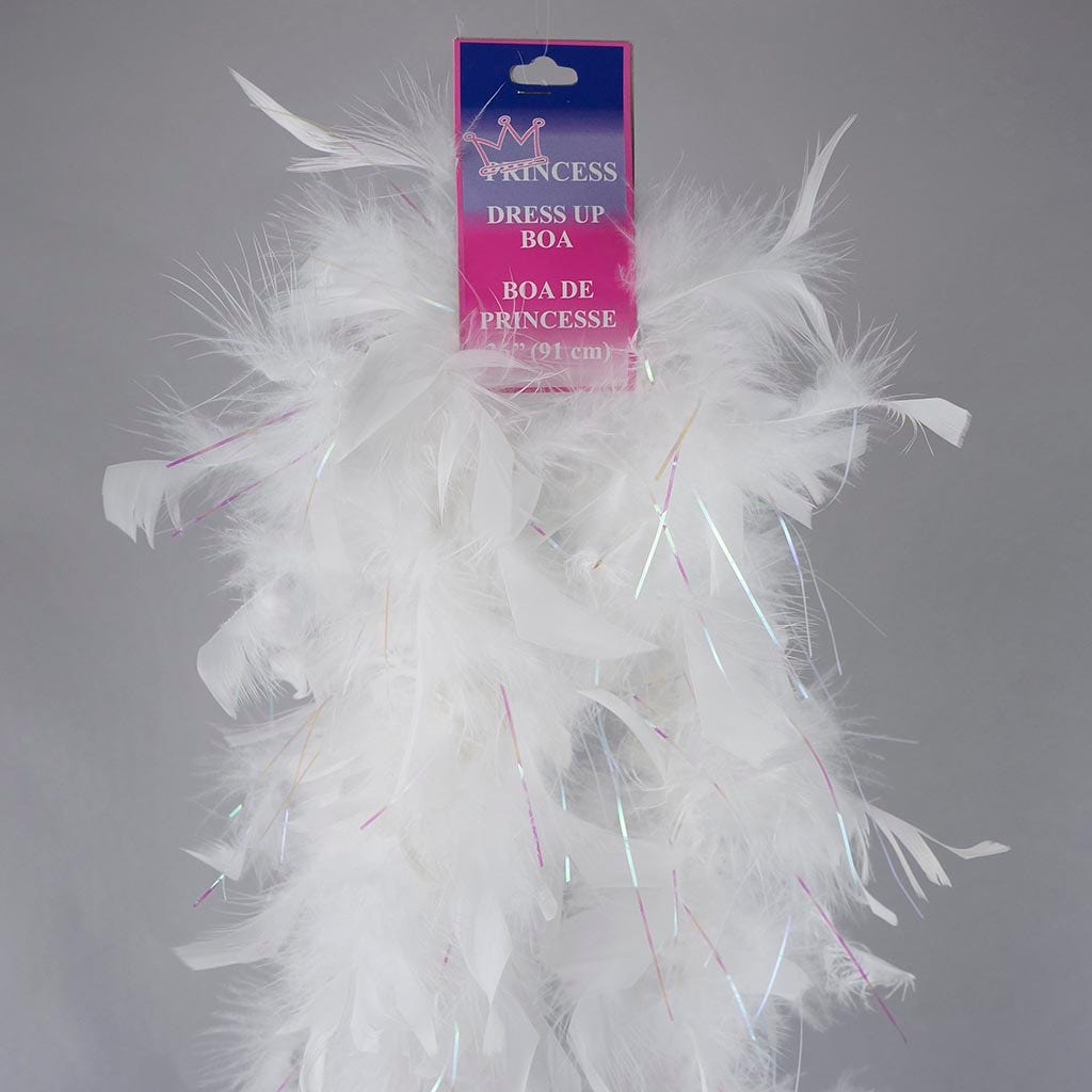 Dress Up Feather Boa for Little Girls - White/Opal Lurex