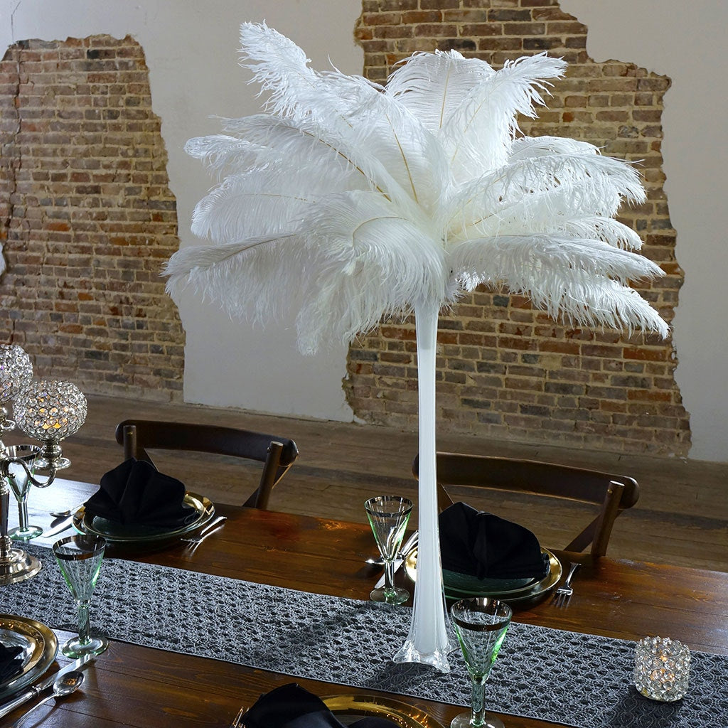 Ostrich Eiffel Tower Centerpiece White With White Vase