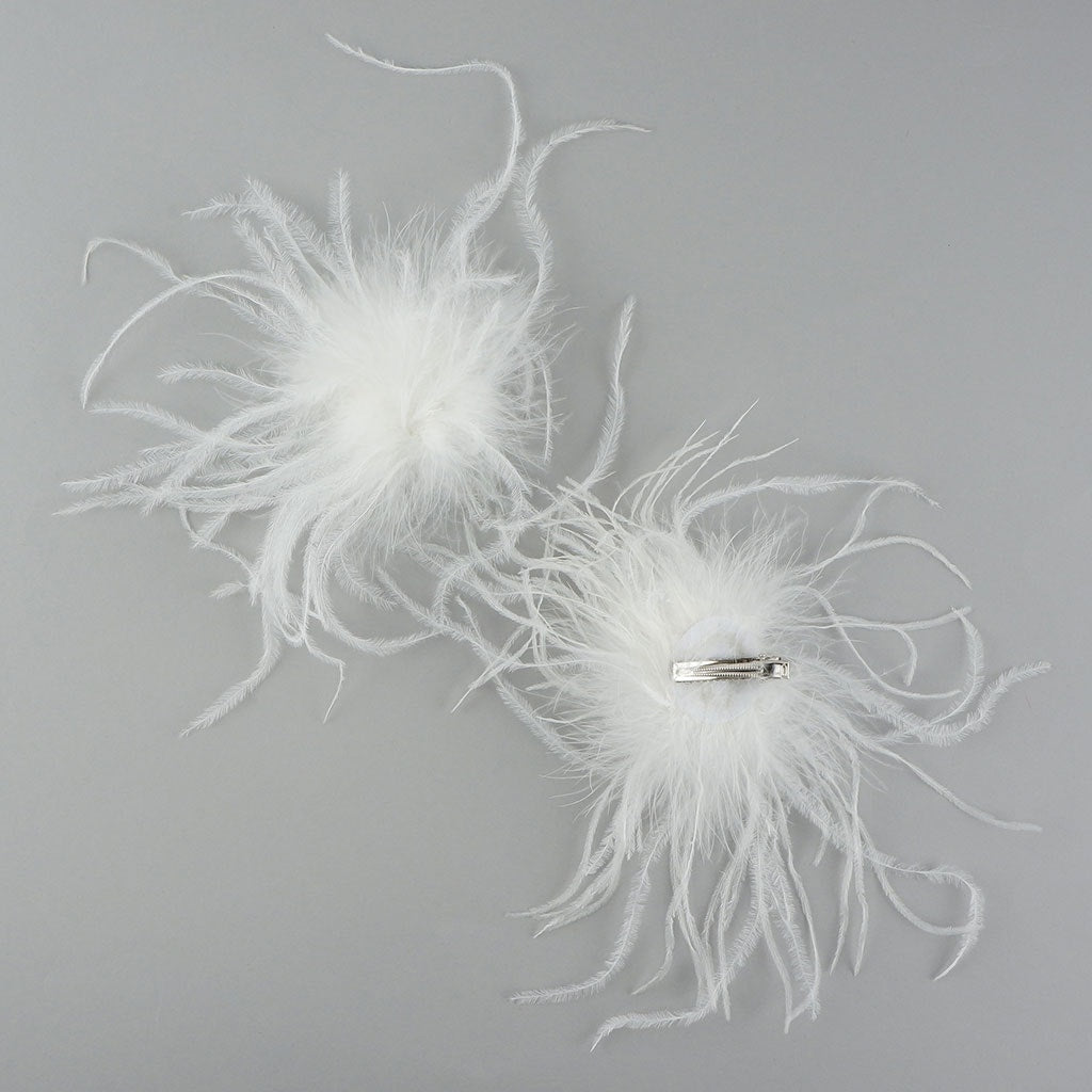 Ostrich Feather Clip-White