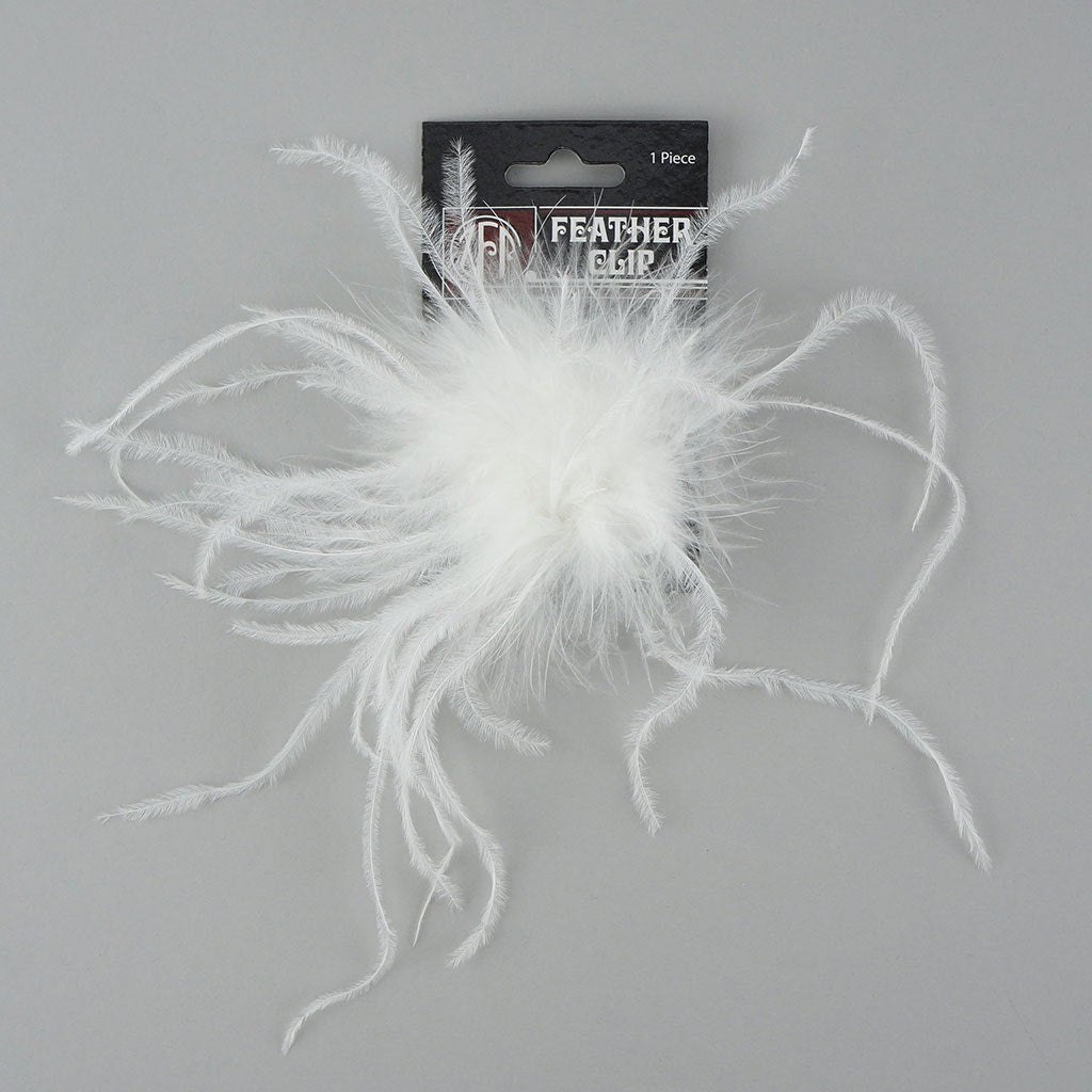 Ostrich Feather Clip-White