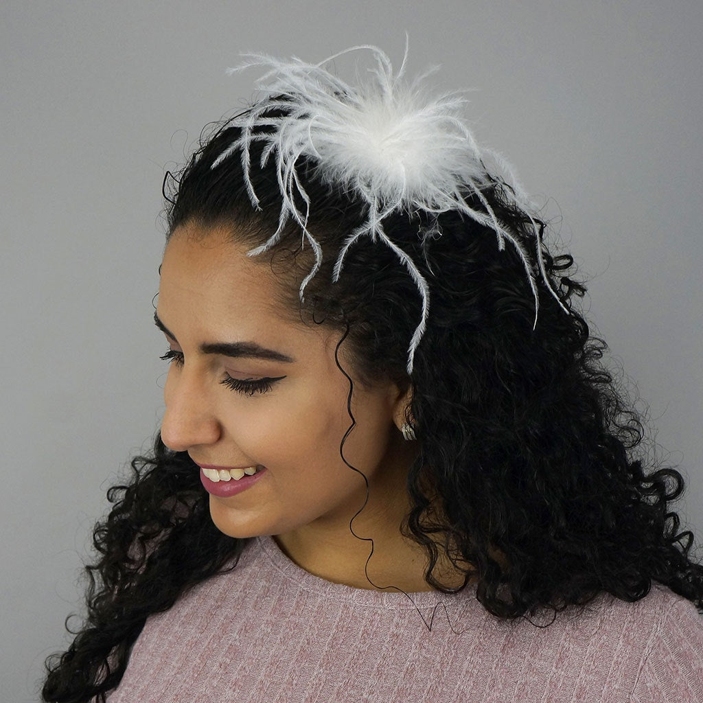 Ostrich Feather Clip-White