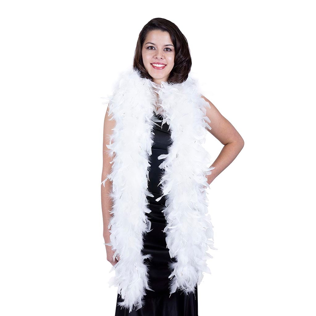 Chandelle Feather Boa with Lurex - Heavyweight  - White/Silver Lurex