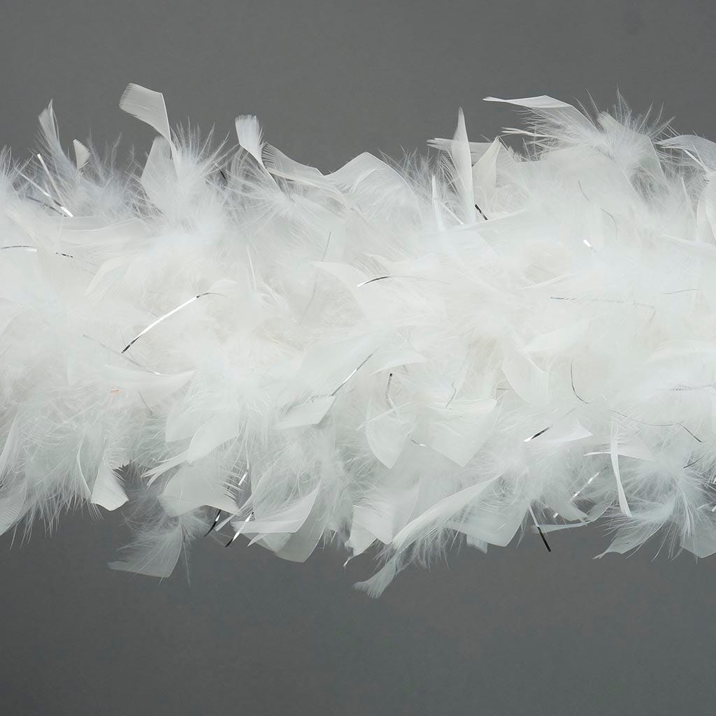 Chandelle Feather Boa with Lurex - Heavyweight  - White/Silver Lurex