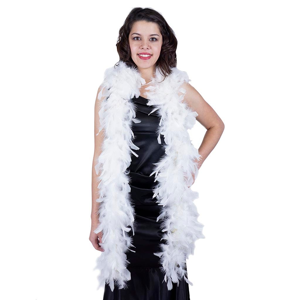 Chandelle Feather Boa - Lightweight - White with Gold Lurex