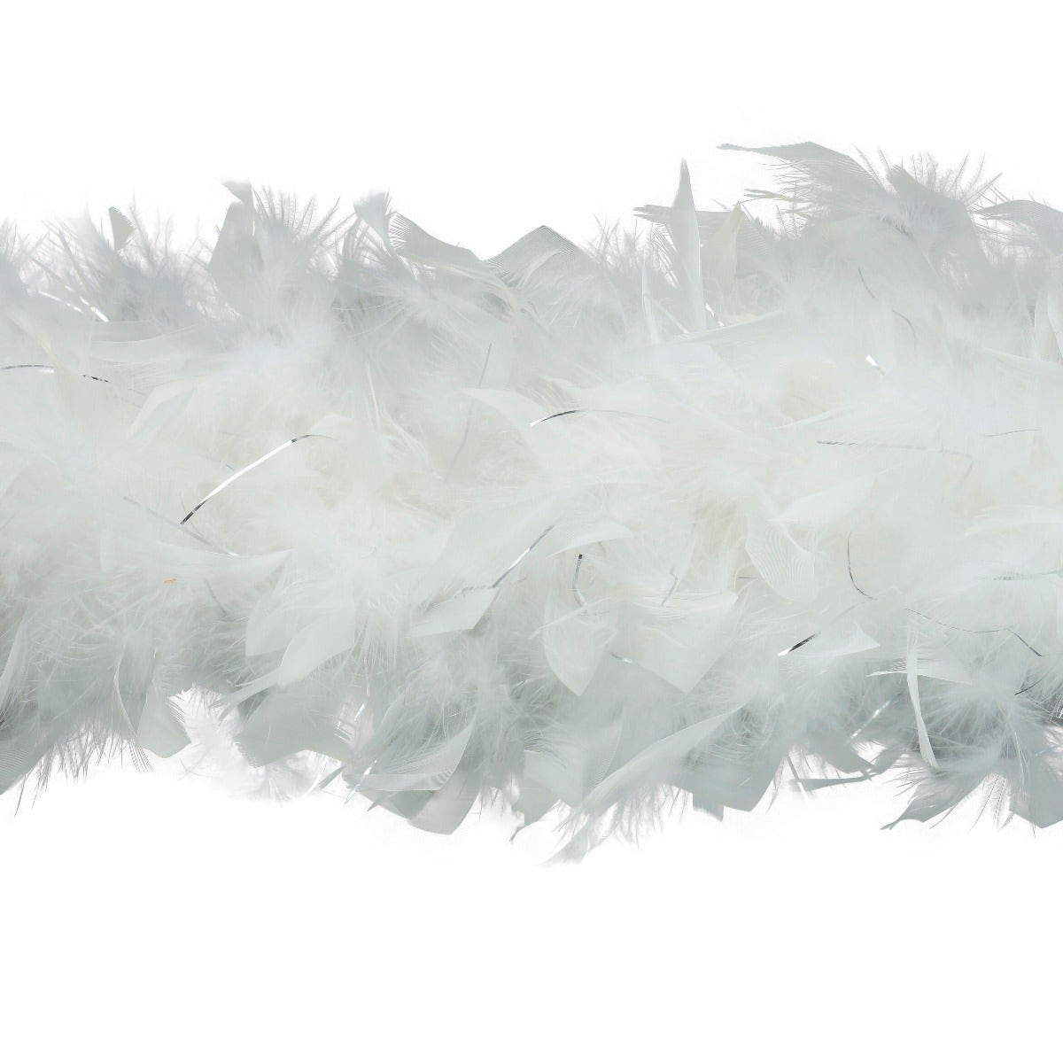 Chandelle Feather Boa with Lurex - Heavyweight - White/Silver Lurex