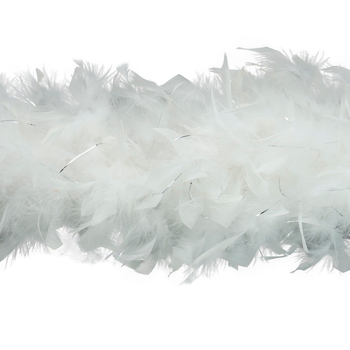 Chandelle Feather Boa with Lurex - Heavyweight  - White/Silver Lurex