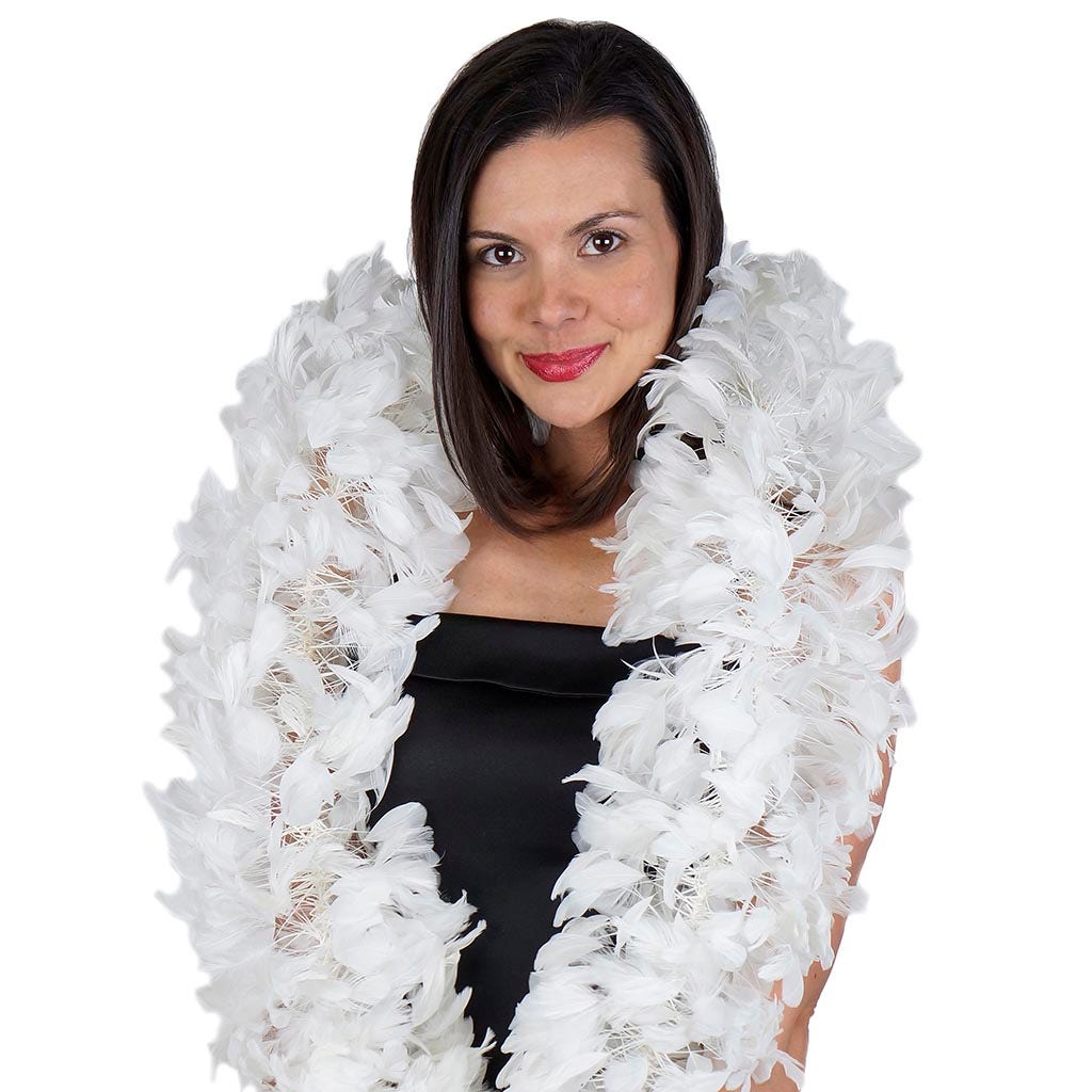 Stripped Coque Feather Boa - White