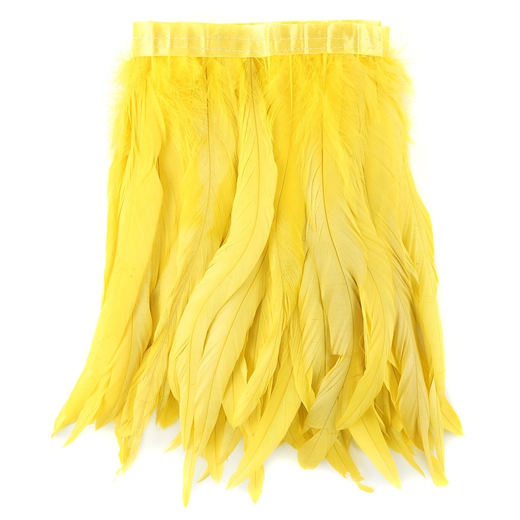 Bleach Dyed Coque Tail Fringe Bright - 10-12" - Yellow